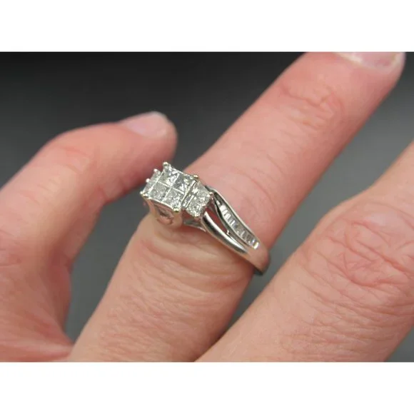 Size 6.5 10K White Gold 2.4 Total Carat Weight Of Natural Diamonds Band Ring - Picture 6 of 10